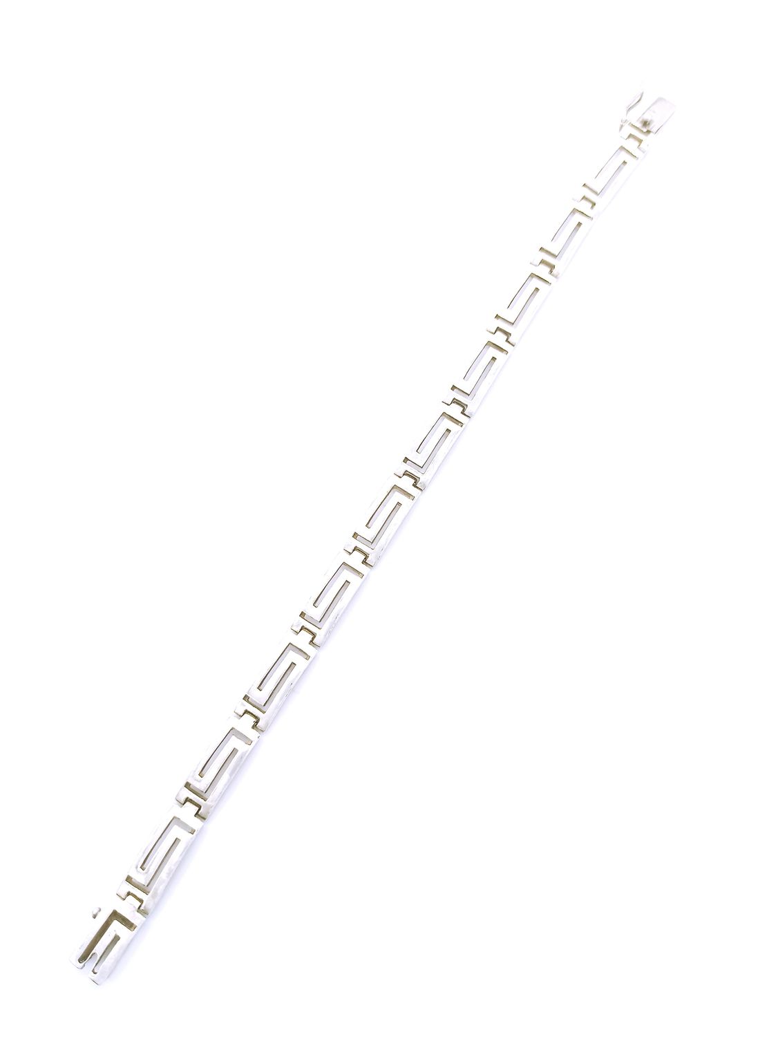 Silver 925 Meandros design solid thick hand bracelet