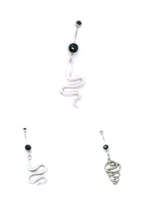 Silver 925 snake big design and 316L steel belly ring