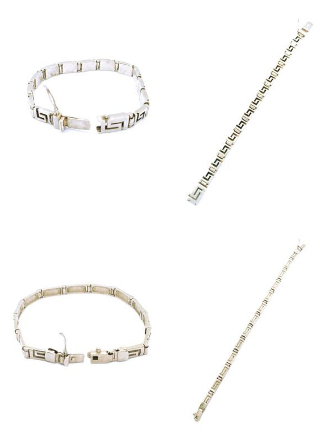Silver 950 Solid oxide Meandros double lock solid hand bracelet