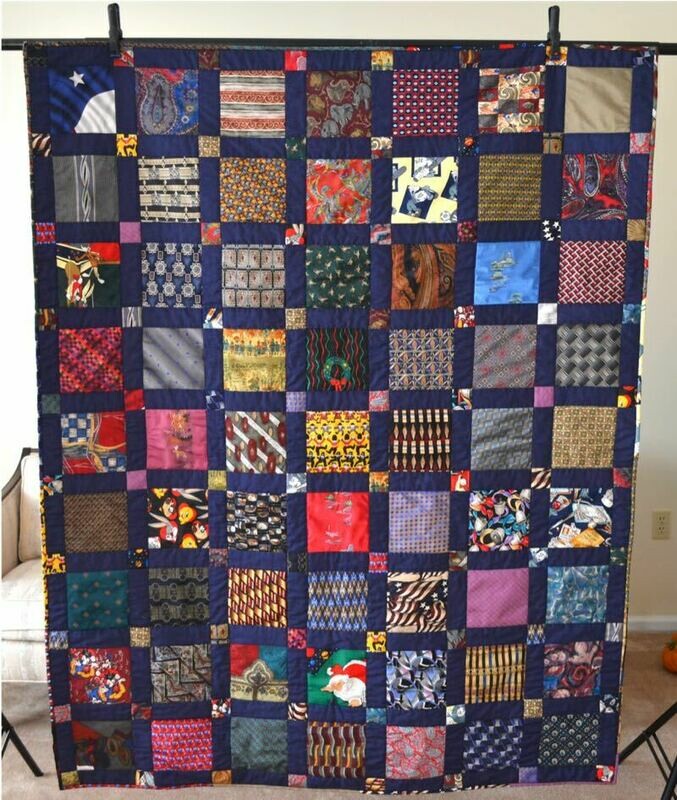 34"x42" Checkerboard Tie Quilt (20 Ties)