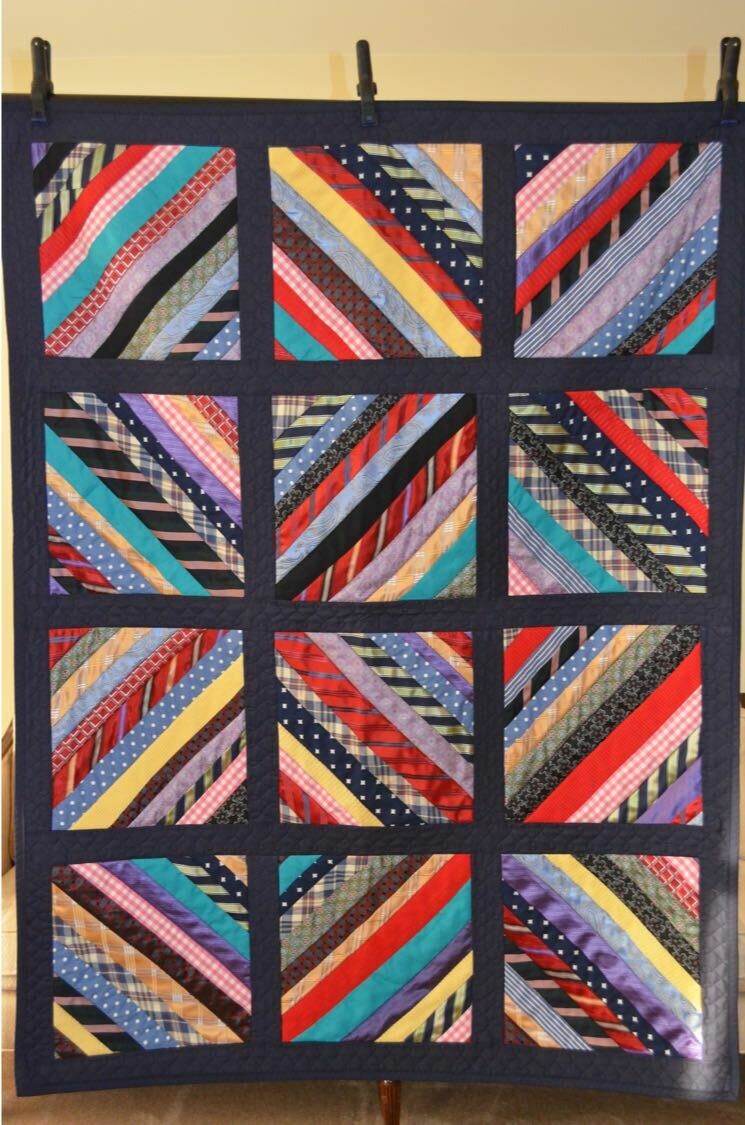 44"x58" Strip Tie Quilt (12 Blocks, 20-25 Ties)