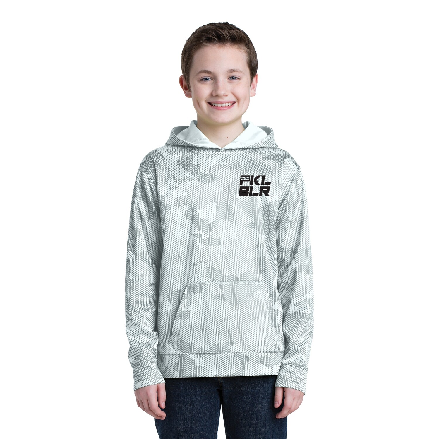 Youth CamoHex Fleece Hooded Pickleball Pullover