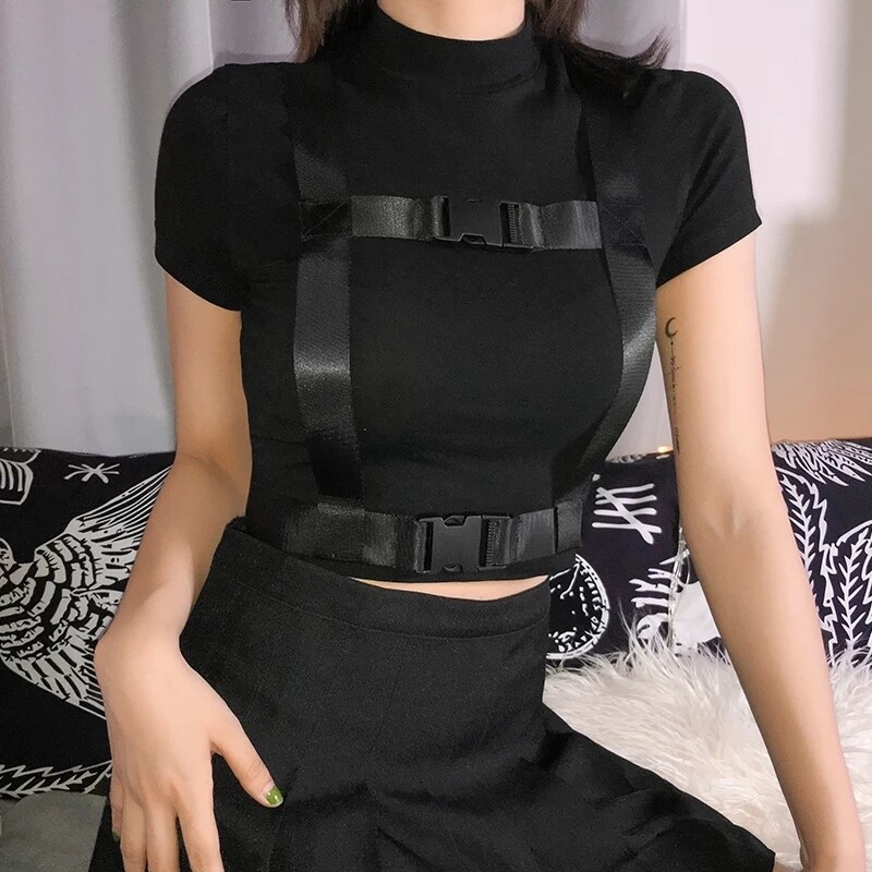 Cross Buckle Ribbon Crop Top