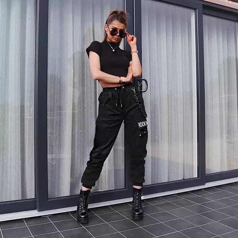 High Waist Punk Cargo Pants