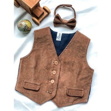 Teddy Bear Brown-  Toddler Corduroy Vest