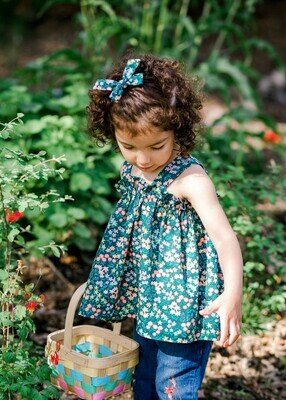 Toddler Apron Top - Mini Green Floral