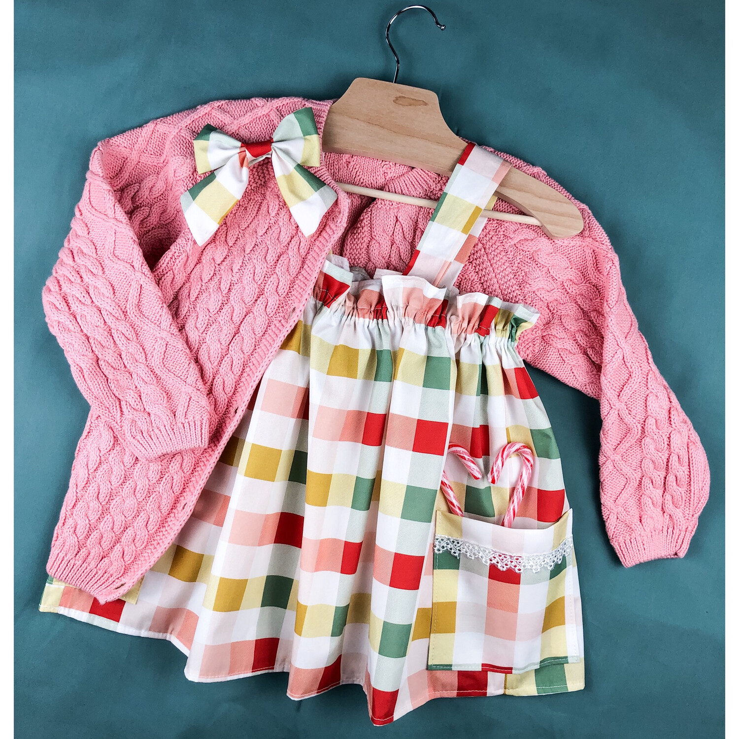 Toddler Apron Top - Holiday Plaid