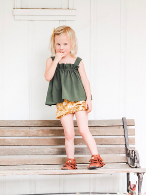 Toddler Apron Top & Bloomer - Forest Green