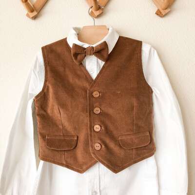 Teddy Bear Brown-  Corduroy Vest