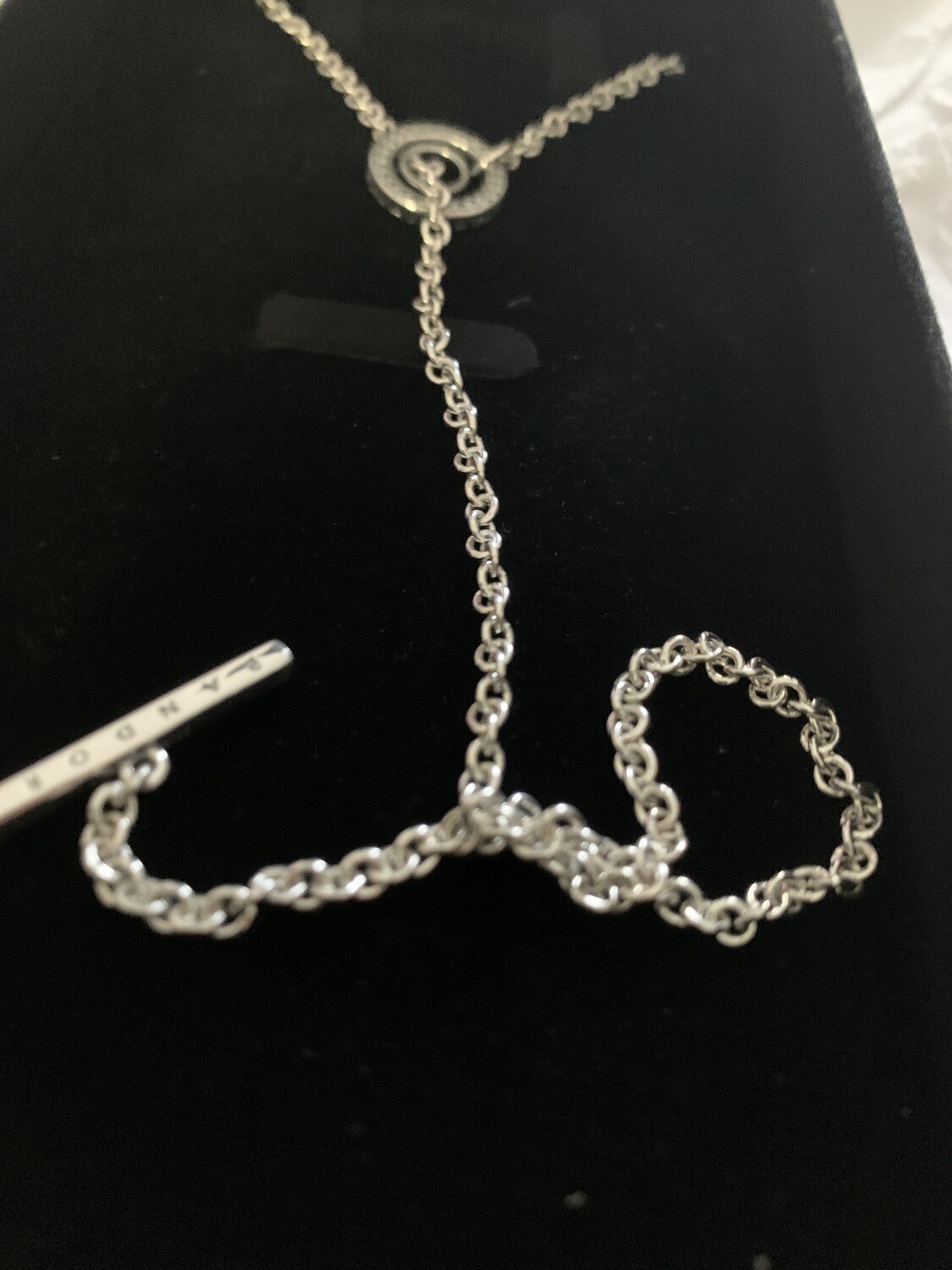 Pandora Lanyard Sterling Silver Circle Log —-Circle Layered With Crystals, 26in