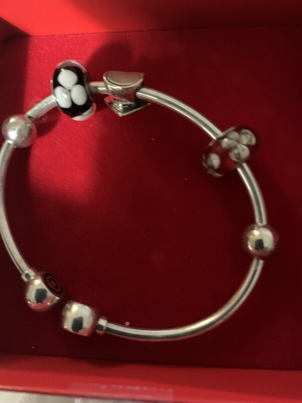 Pandora bracelet Graduation charm and 2-Murano glass beads 12mm sterling silver .925