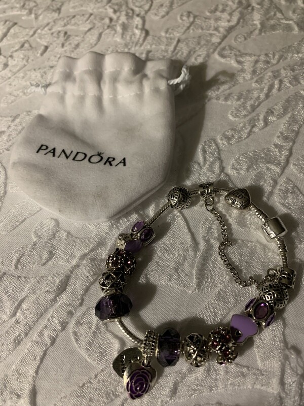 First My Mother Charm Bracelet Hearts and Dangle Charms. Silver Clad