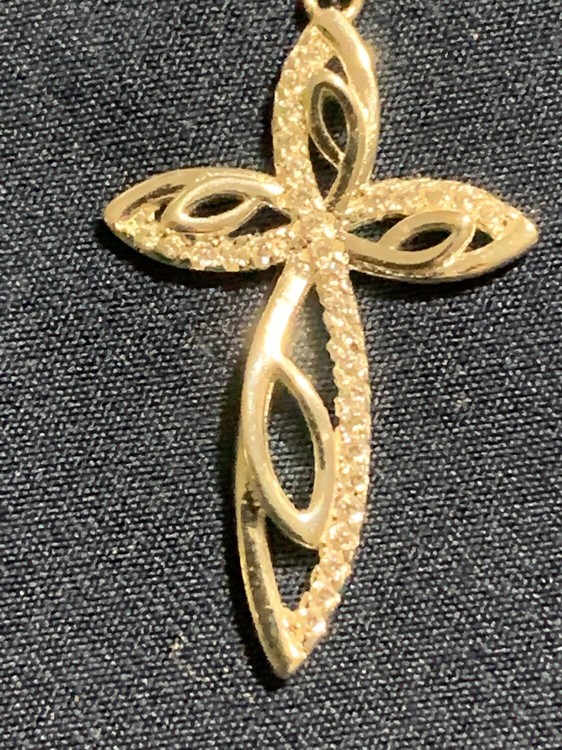 Sterling silver open work cross .925 , 18 inch Sears.