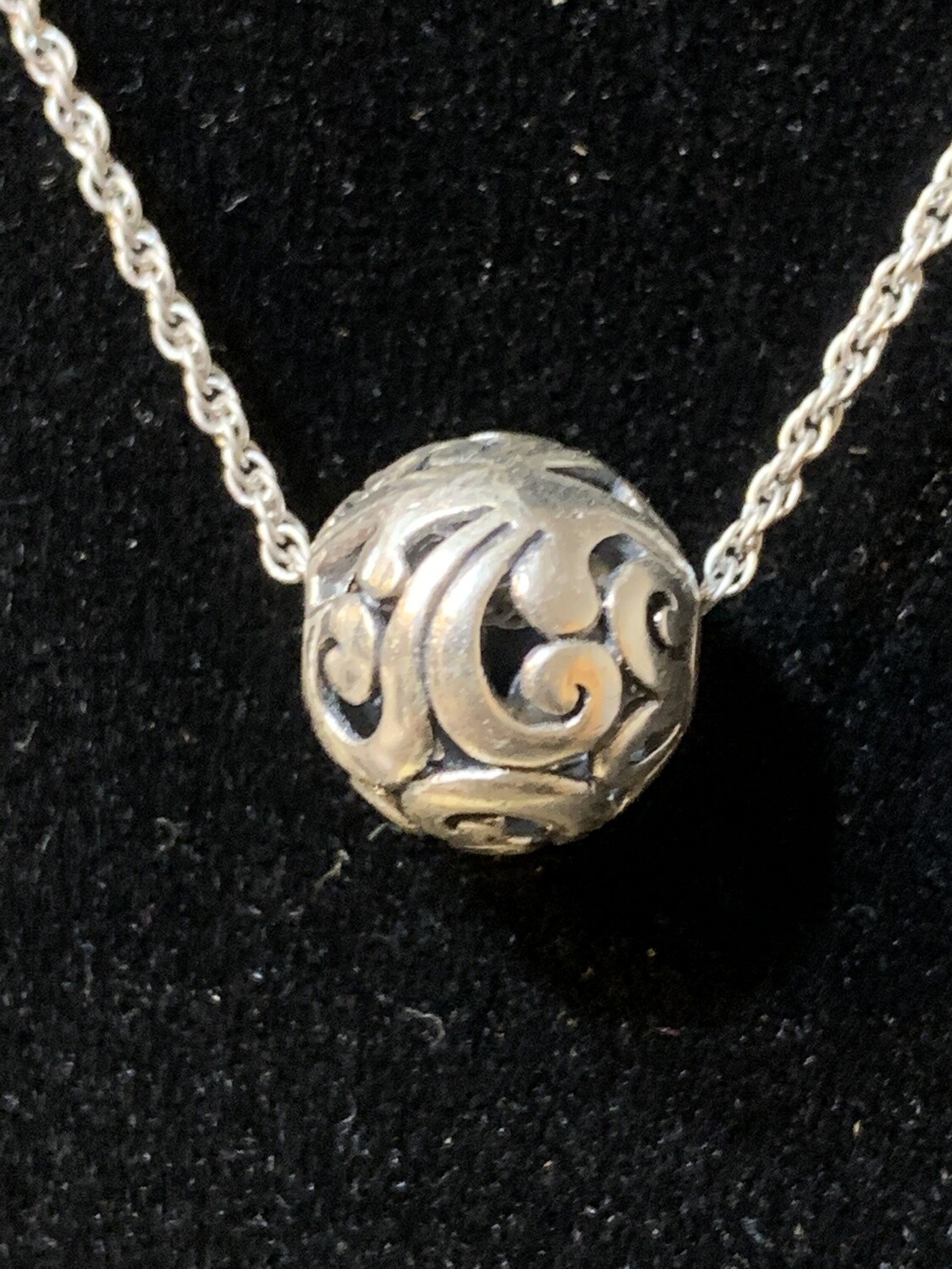 18 Inch 1.5 Inch Rolo Chain And Sterling Silver Focal Bead