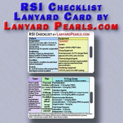 Rapid Sequence Induction (RSI) Intubation Checklist