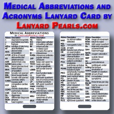 Medical Acronyms and Abbreviations