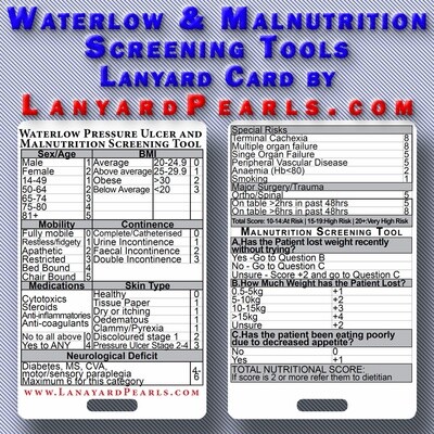 Waterlow Pressure Ulcer and Malnutrition Sceening Tools