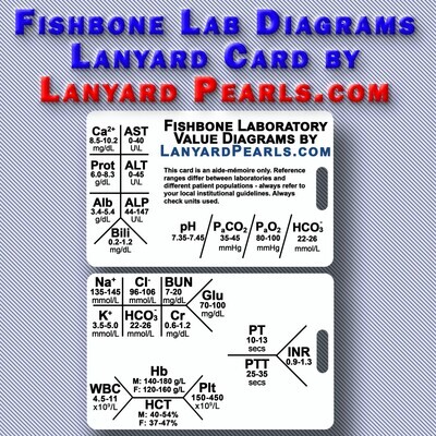 Fishbone Lab Value Diagram Nursing Badge Card.
