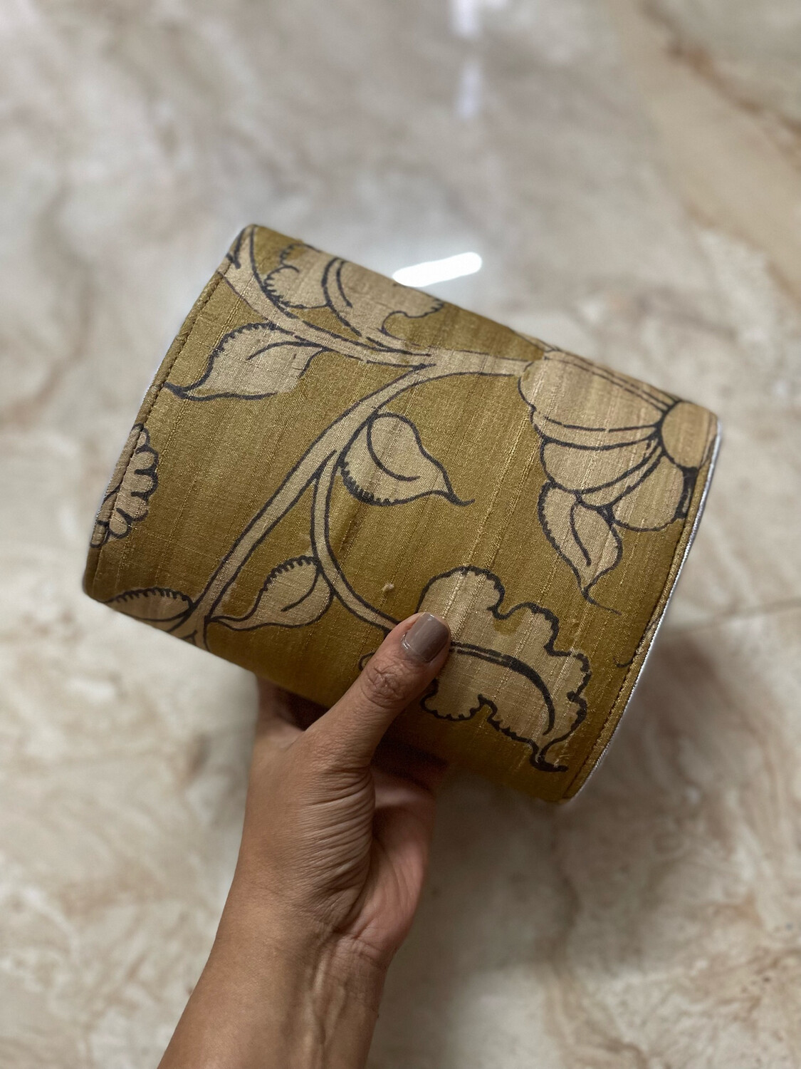 Pure Tusser Mustard Kalamkari