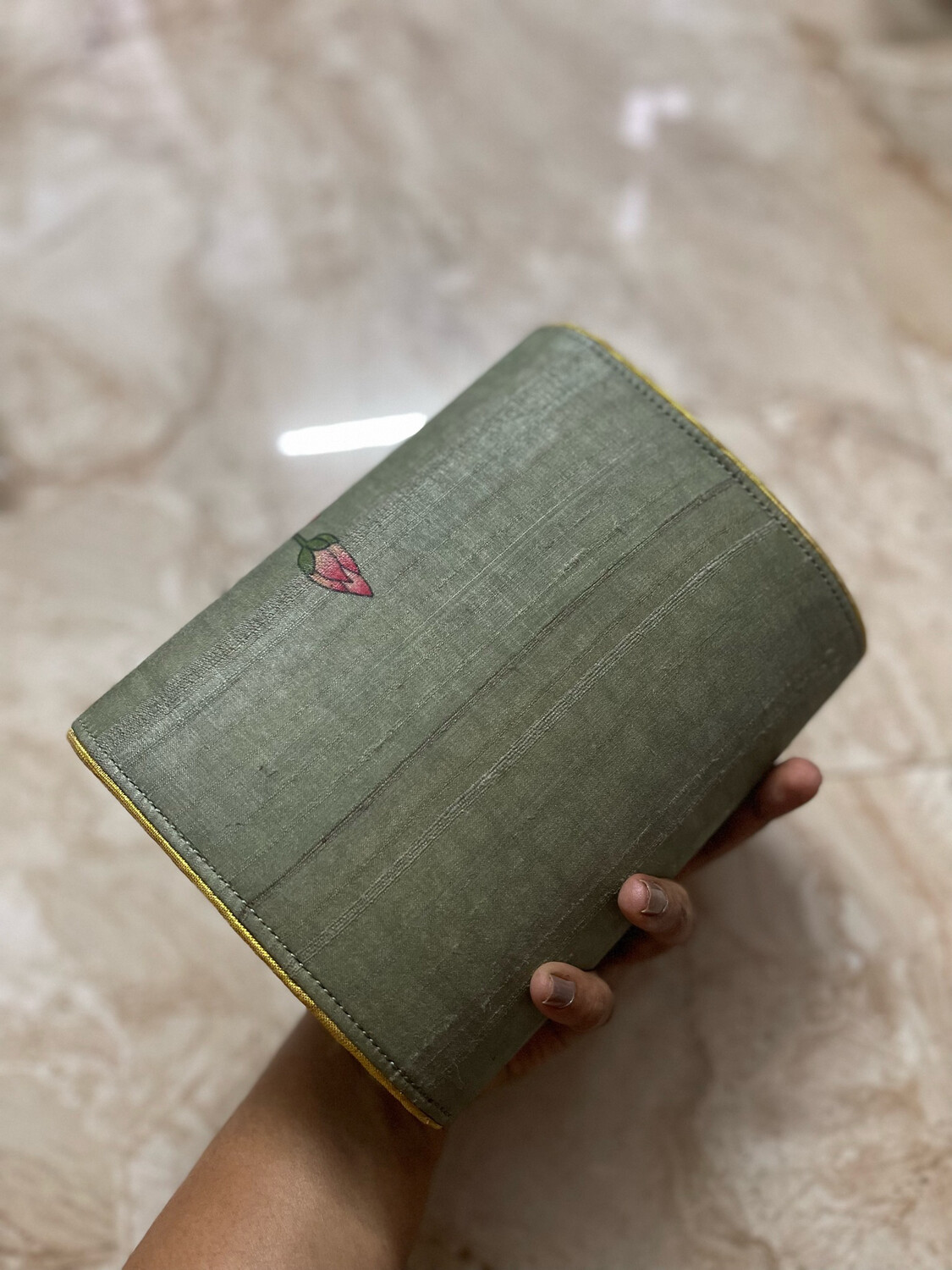 Tan Green Pichwai Single Lotus