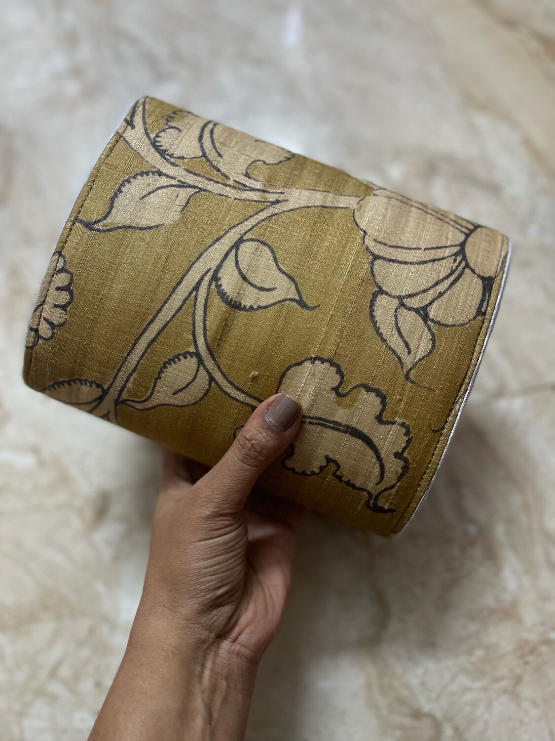 Pure Tusser Mustard Kalamkari