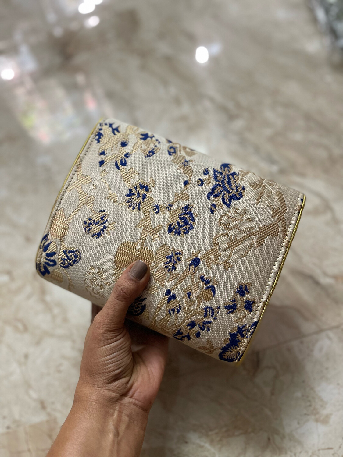 Beige With Navy Blue