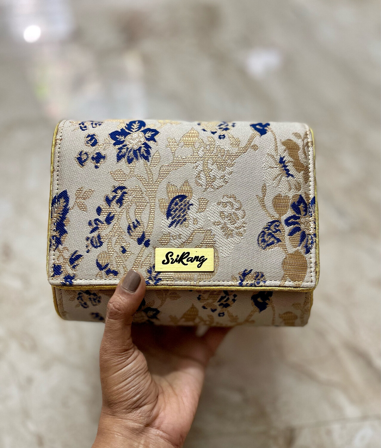 Beige With Navy Blue