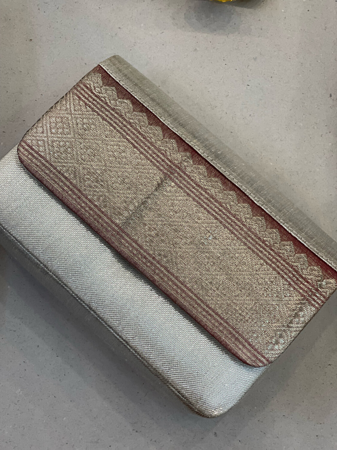 Maroon Tissue Silver Zari