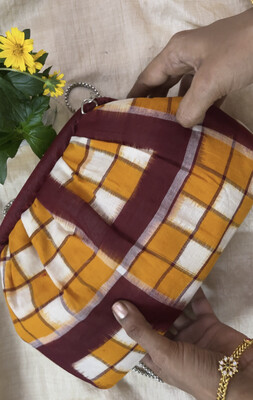 Mustard And Maroon Sambalpuri  Satchel
