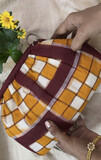 Mustard And Maroon Sambalpuri  Satchel