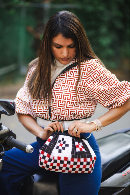 Satchel Sambalpuri Ikkat Black And Red