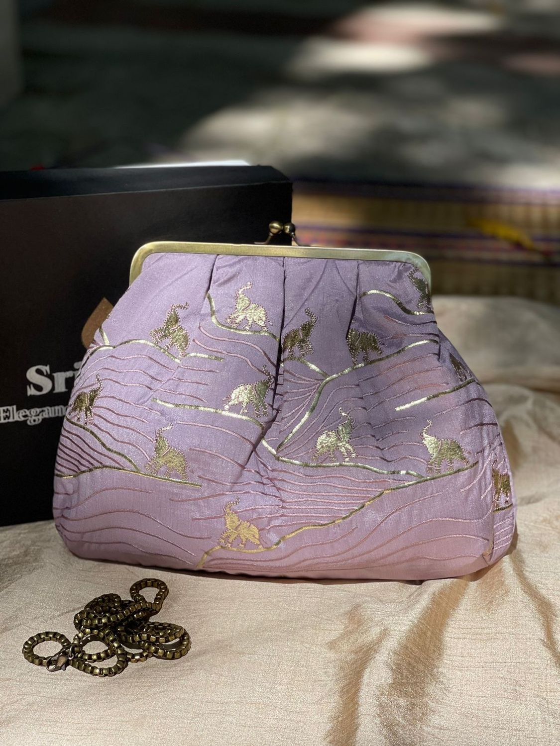 Purple Elephant Money Purse Silk