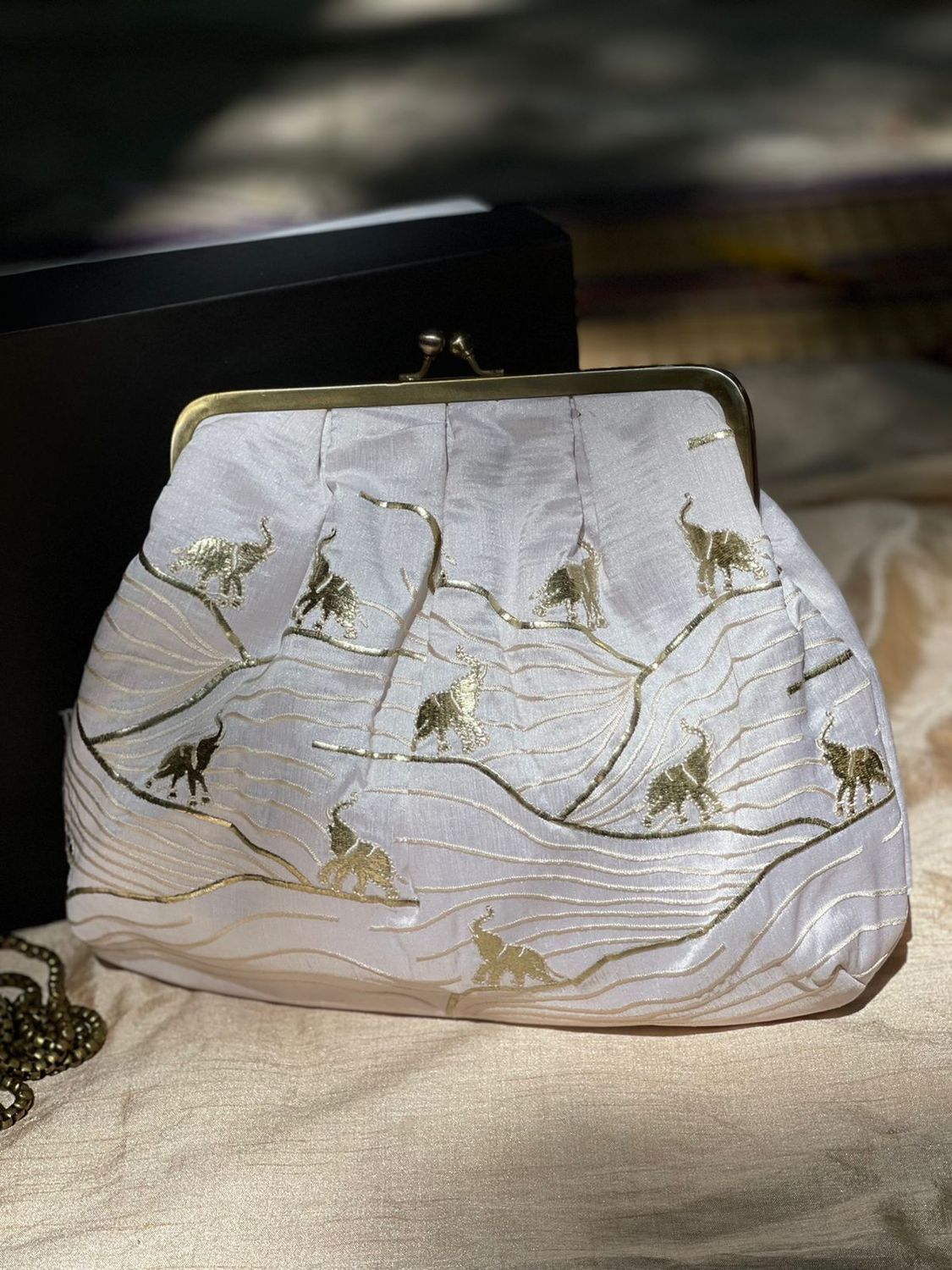 White Elephant money Purse Silk