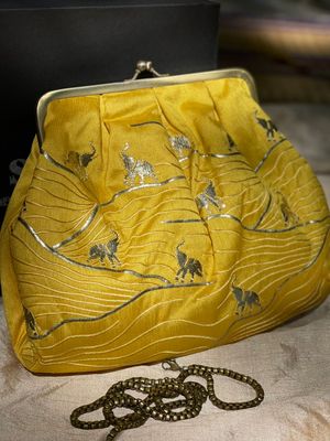 Yellow Elephant Money Purse Silk