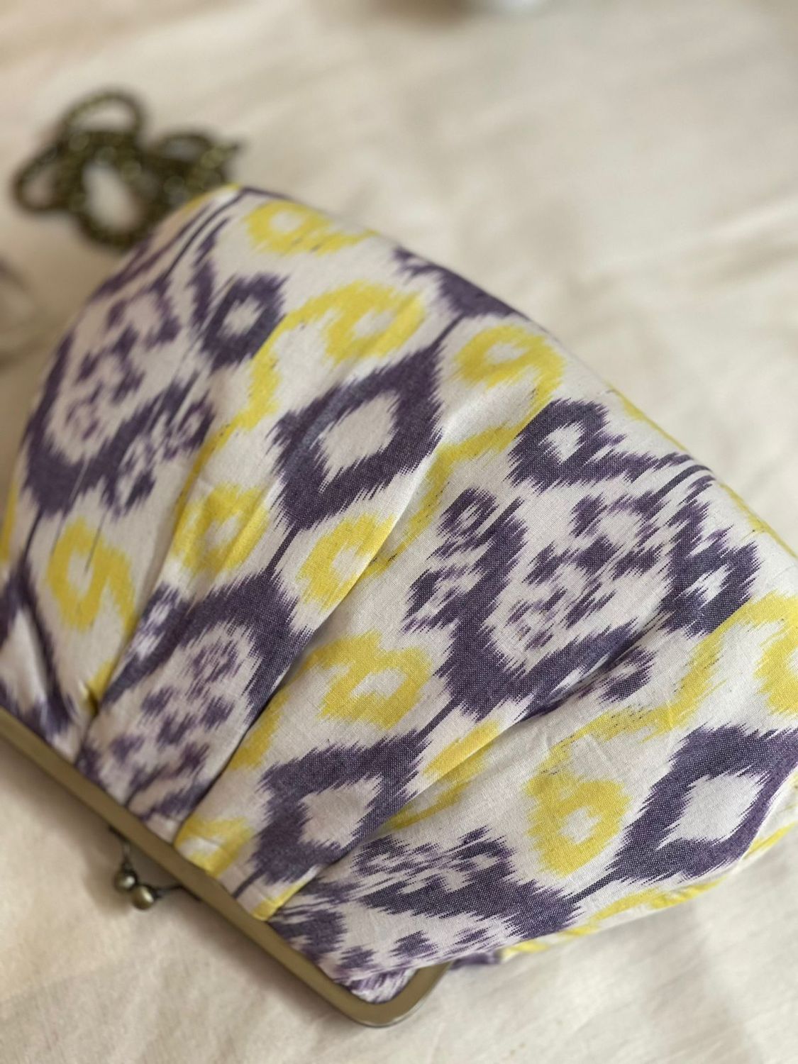 Yellow And Grey Ikkat Money purse