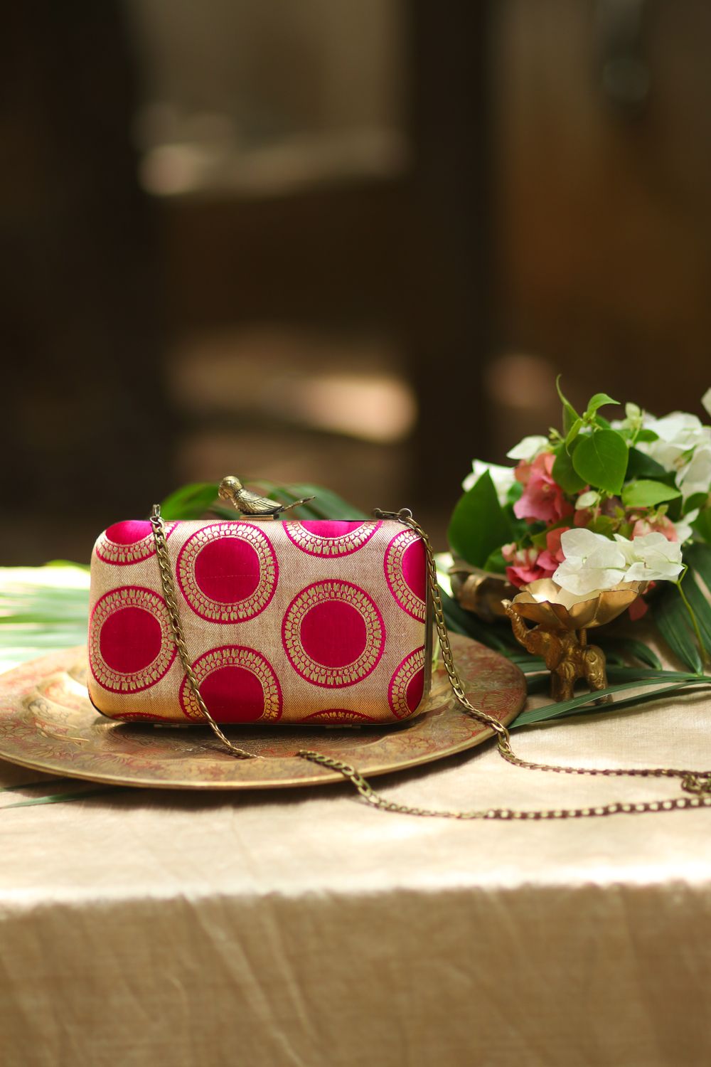 meenakshi Polka dot pink Dark gajji