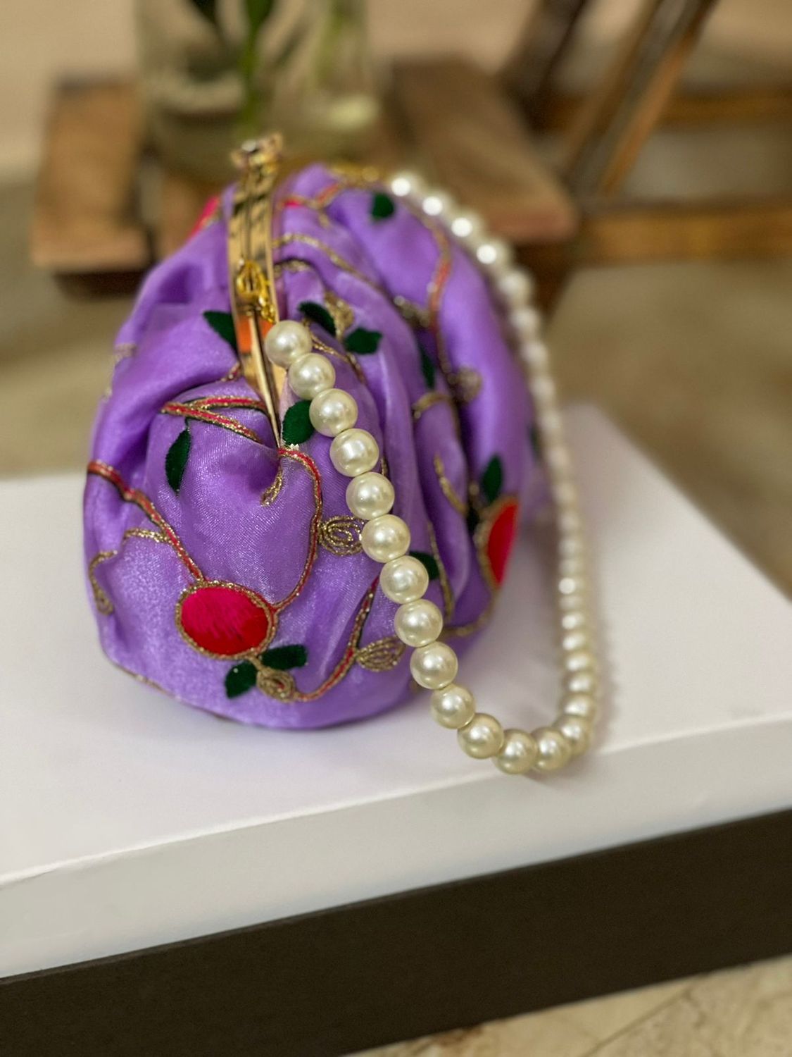 Purple With Cherry Sequin Embroidery