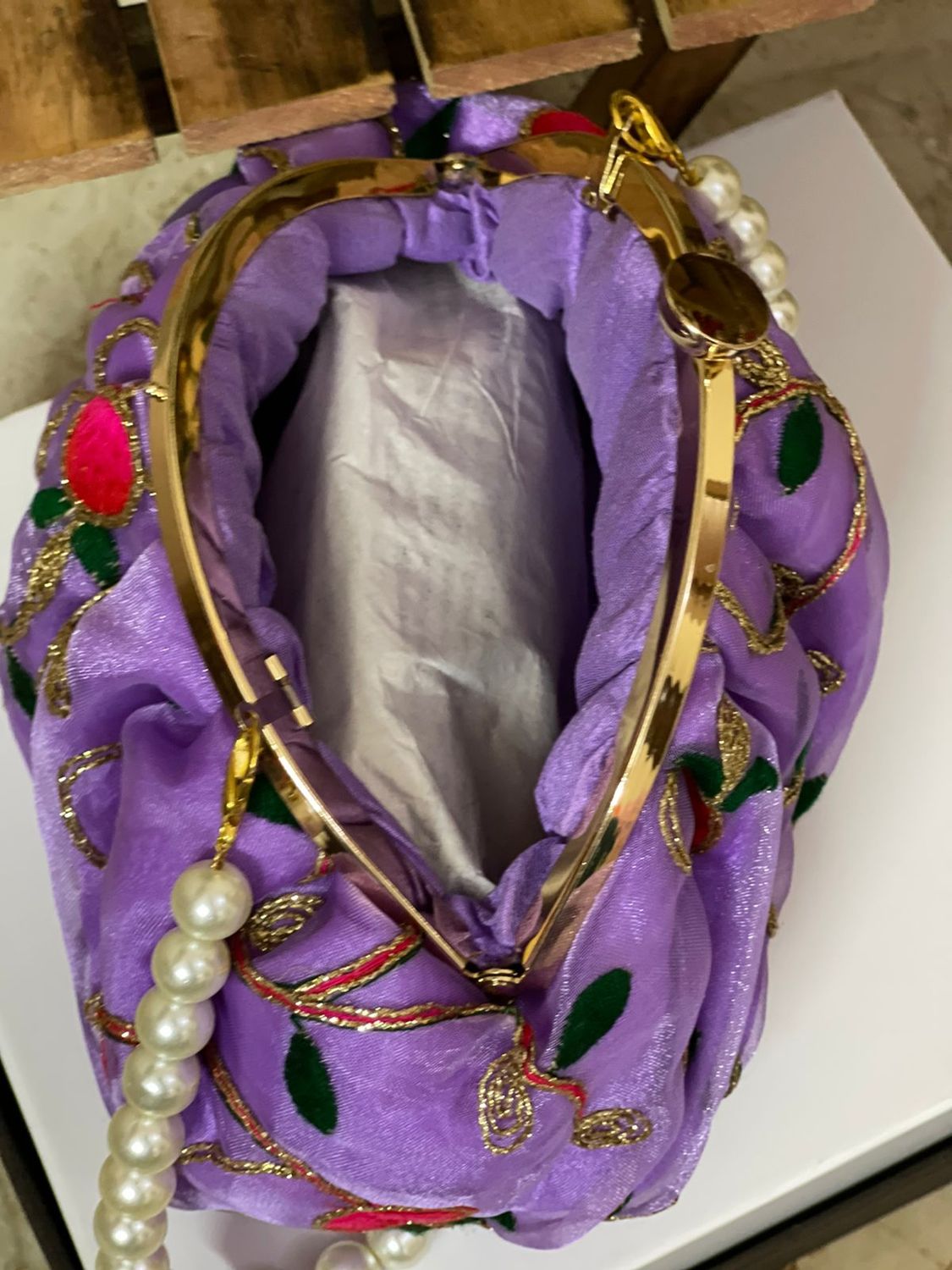 Purple With Cherry Sequin Embroidery