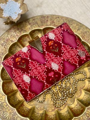 Feather Clutch Maroon