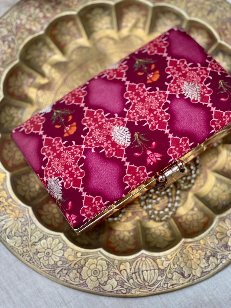 Feather Clutch Maroon
