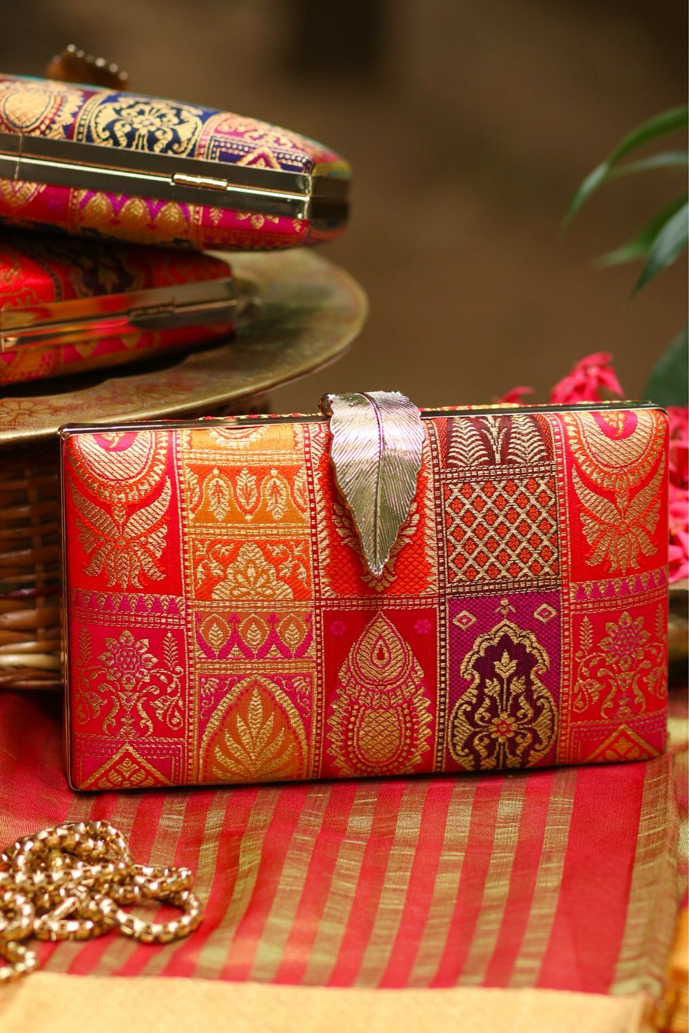 Urvashi Yellow , Red And Hot pink