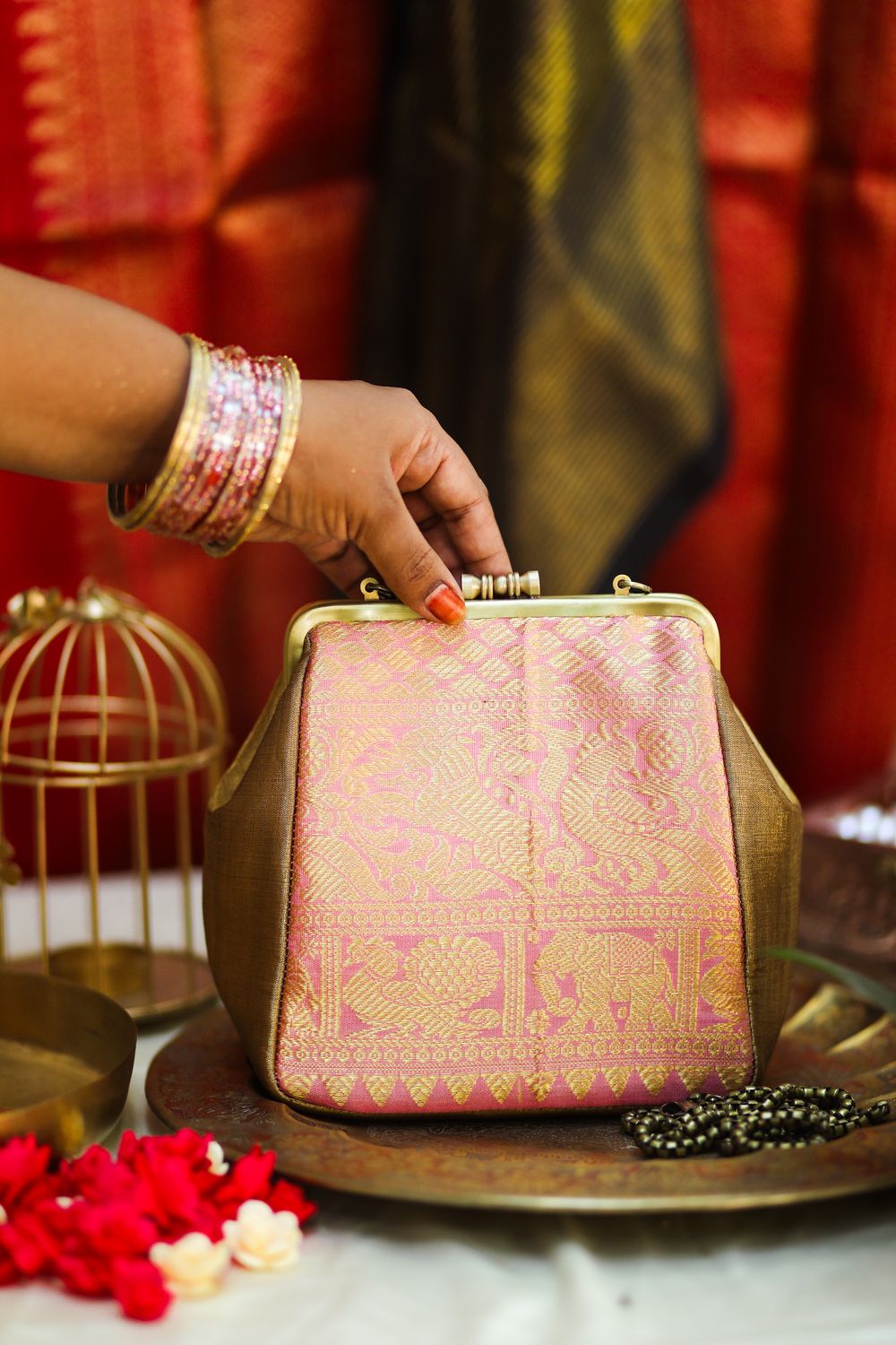 Baby Pink Kanchivaram Varisaipet Small Damru