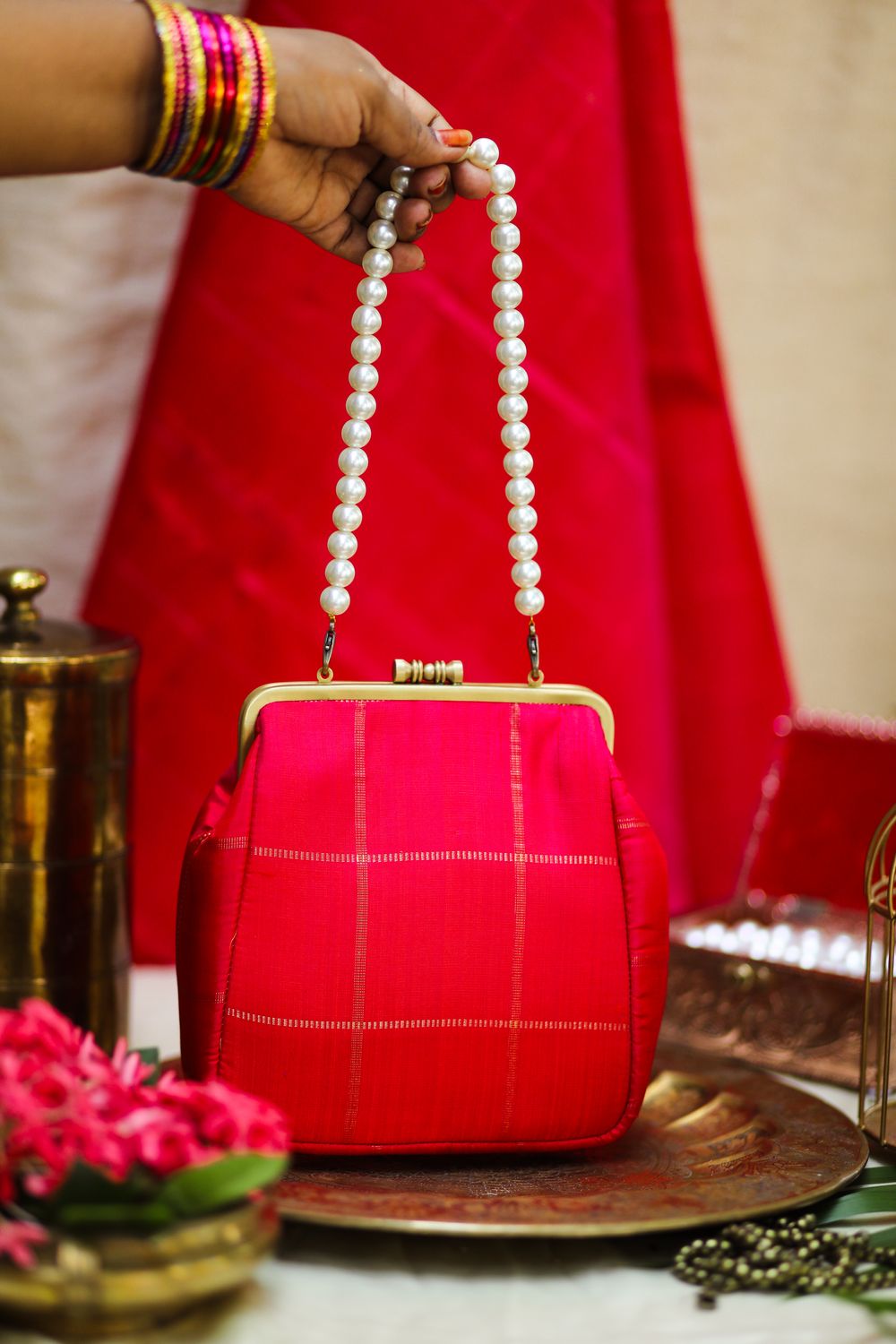 Mittai Pink Checks Small Damru
