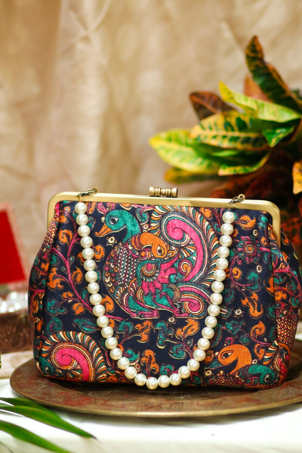 Rettaimayil Dark Kalamkari Blue