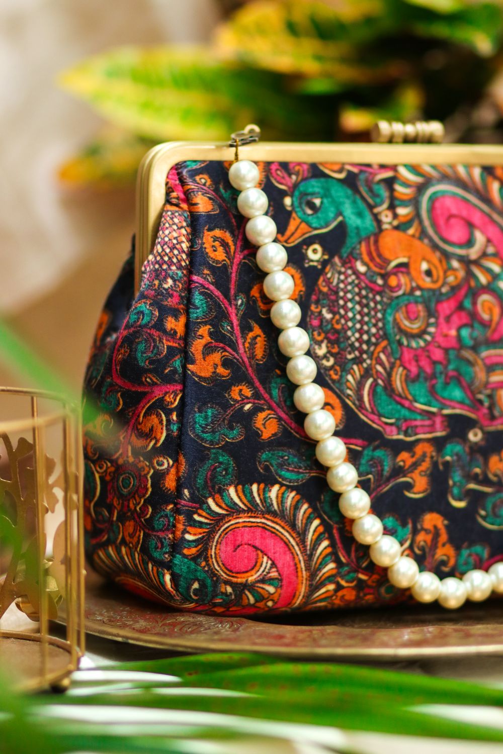 Rettaimayil Dark Kalamkari Blue