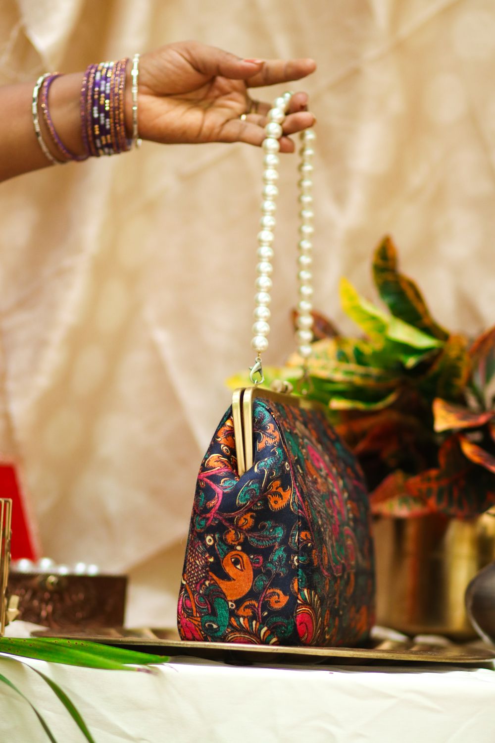 Rettaimayil Dark Kalamkari Blue