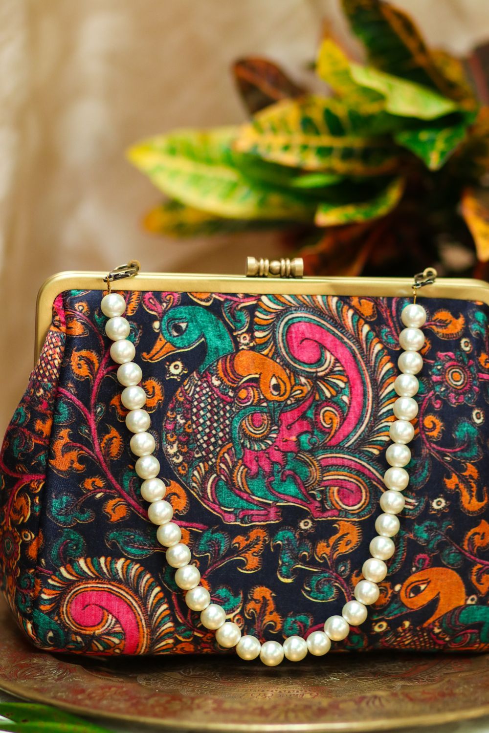 Rettaimayil Dark Kalamkari Blue