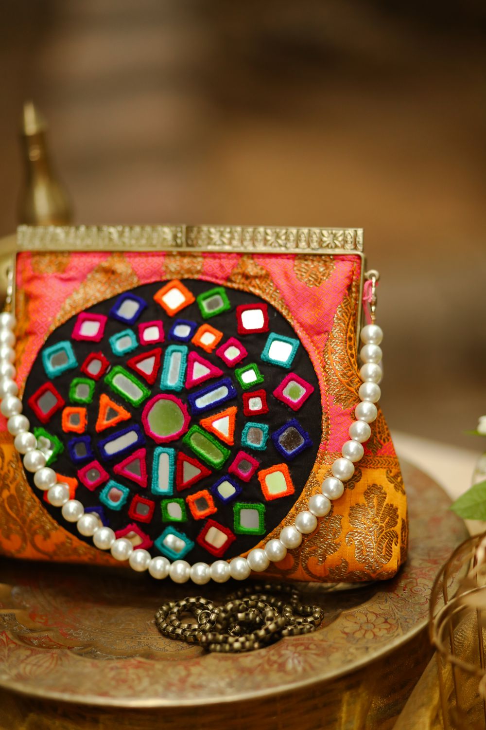 Rajasthani Mirror Work Yellow with pink