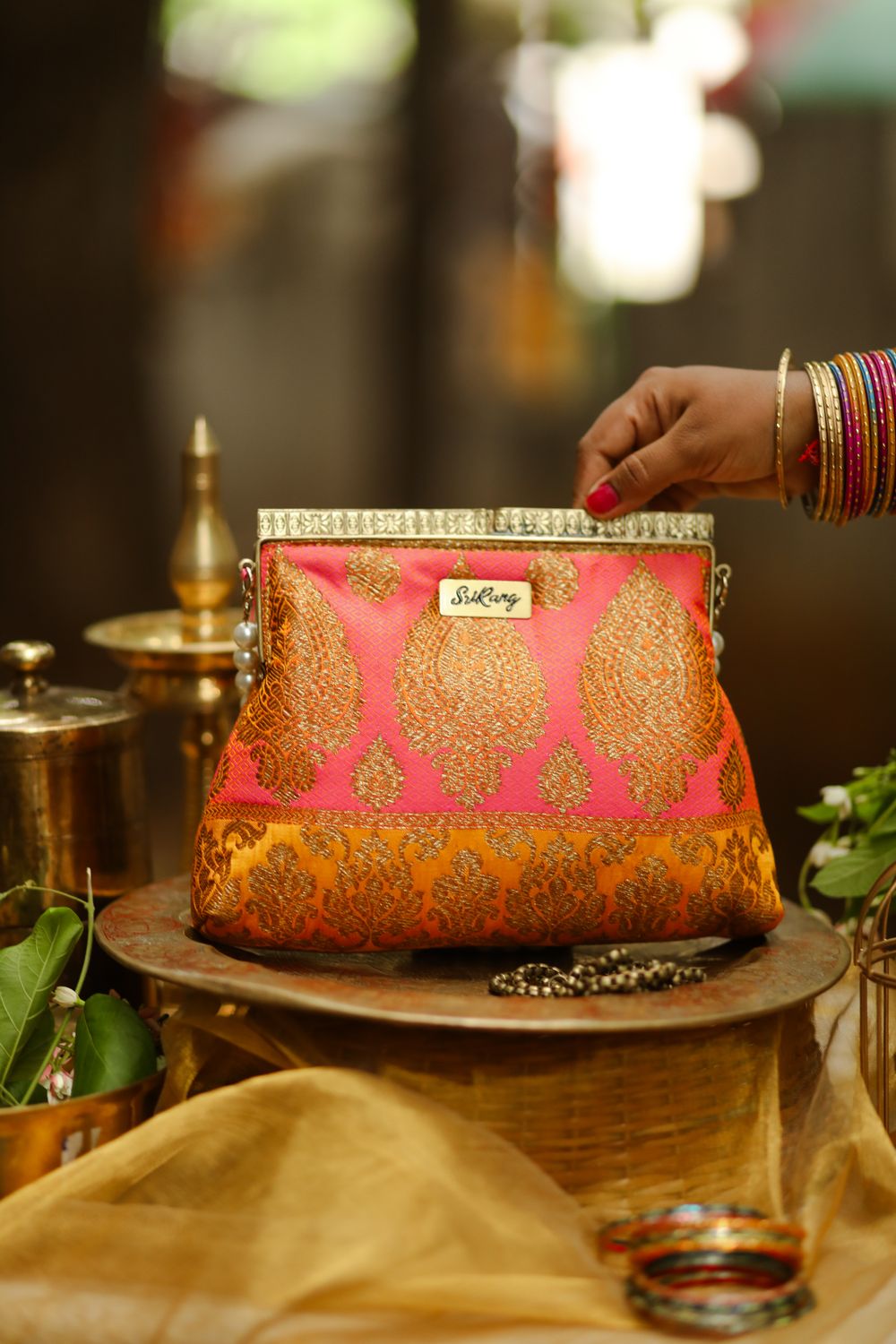 Rajasthani Mirror Work Yellow with pink