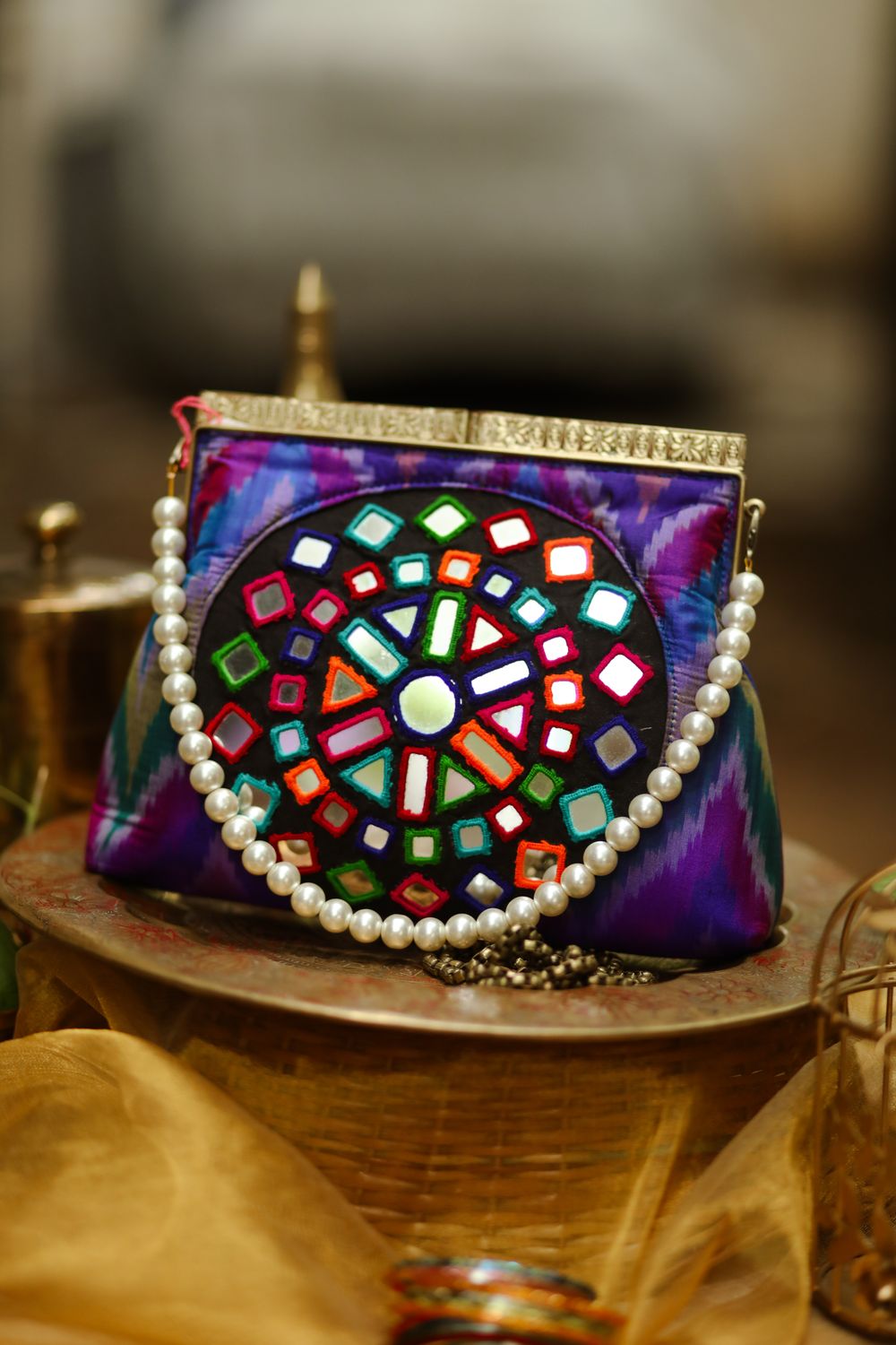 Ikkat Multi Color With Rajasthani Mirror